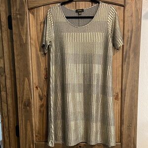 Espresso Gold & Silver Striped Dress